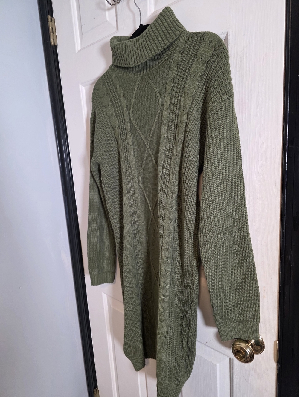 For G and PL Womens Knit Turtleneck Sweater Pullover Sweater Dress Olive Size S